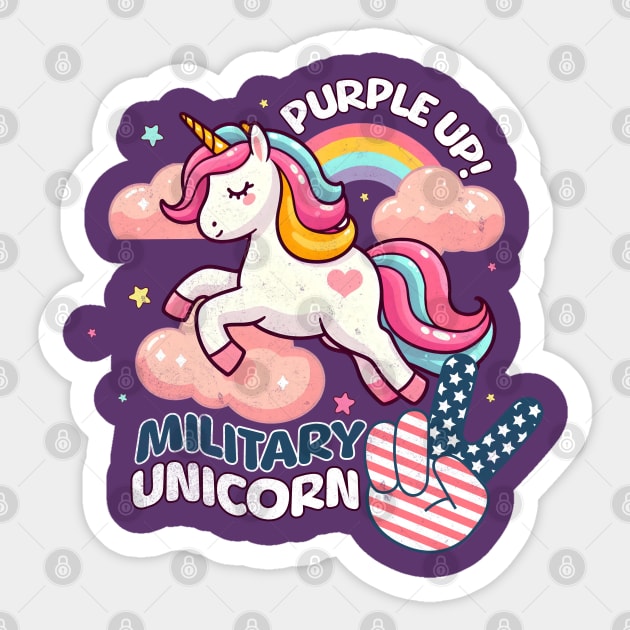 Purple Up! Military Child Unicorn Kids Sticker by alcoshirts